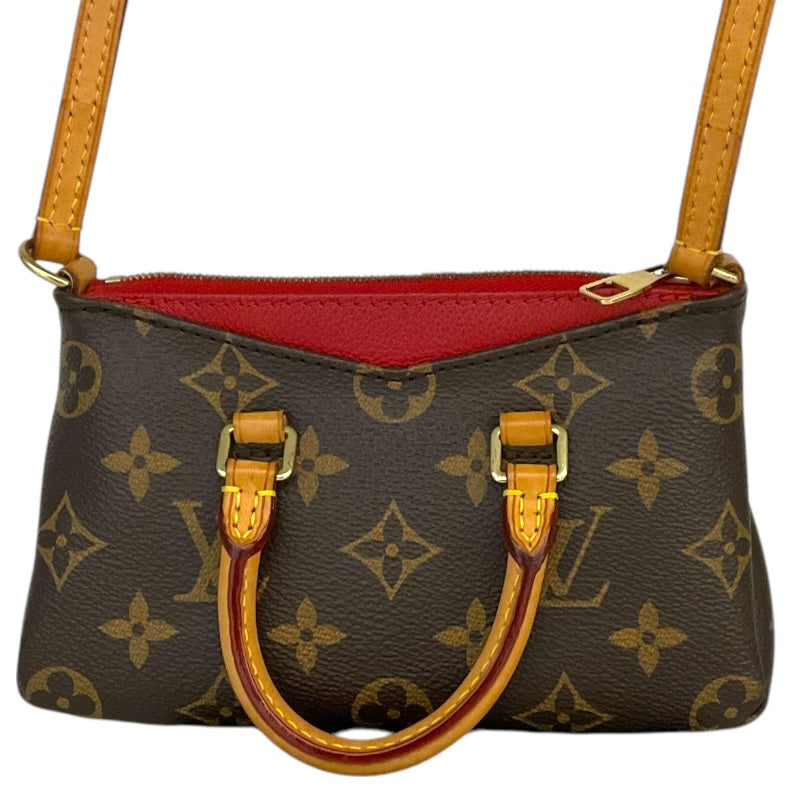 ルイ・ヴィトン LOUIS VUITTON ナノパラス M61254 ブラウン/スリーズ モノグラムキャンバス レディース ショルダーバッグ