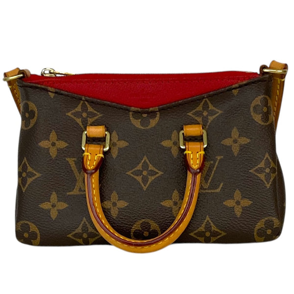 ルイ・ヴィトン LOUIS VUITTON ナノパラス M61254 ブラウン/レッド モノグラムキャンバス レディース ショルダーバッグ