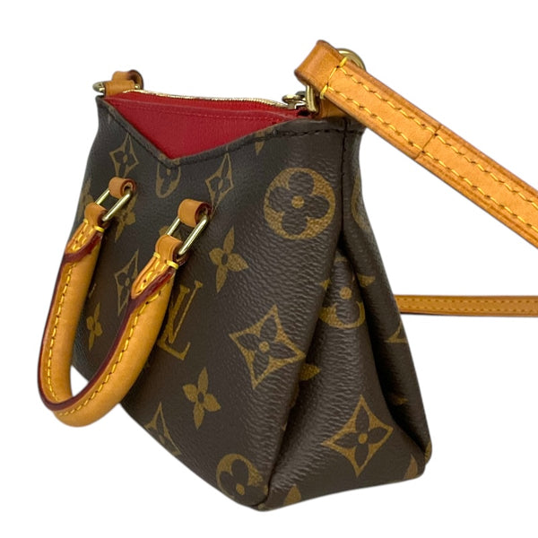 ルイ・ヴィトン LOUIS VUITTON ナノパラス M61254 ブラウン/レッド モノグラムキャンバス レディース ショルダーバッグ