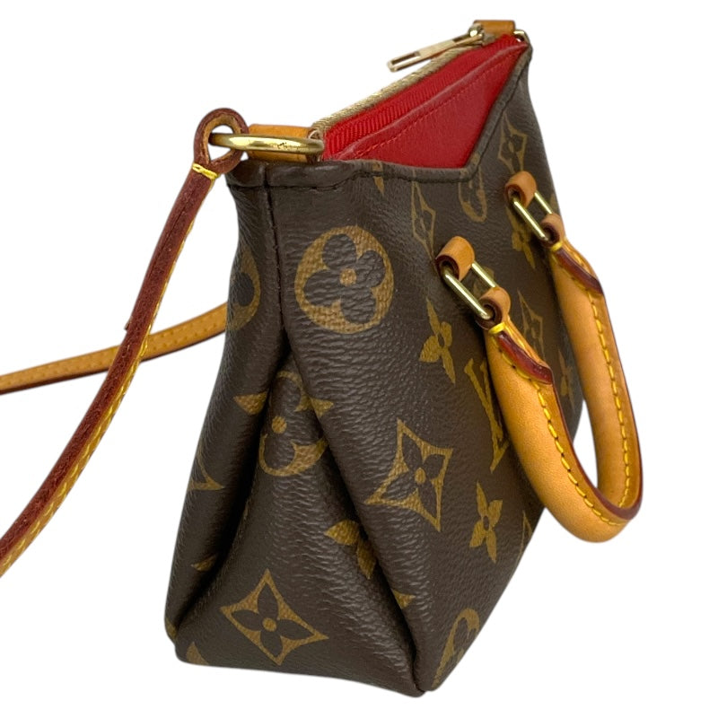 ルイ・ヴィトン LOUIS VUITTON ナノパラス M61254 ブラウン/レッド モノグラムキャンバス レディース ショルダーバッグ