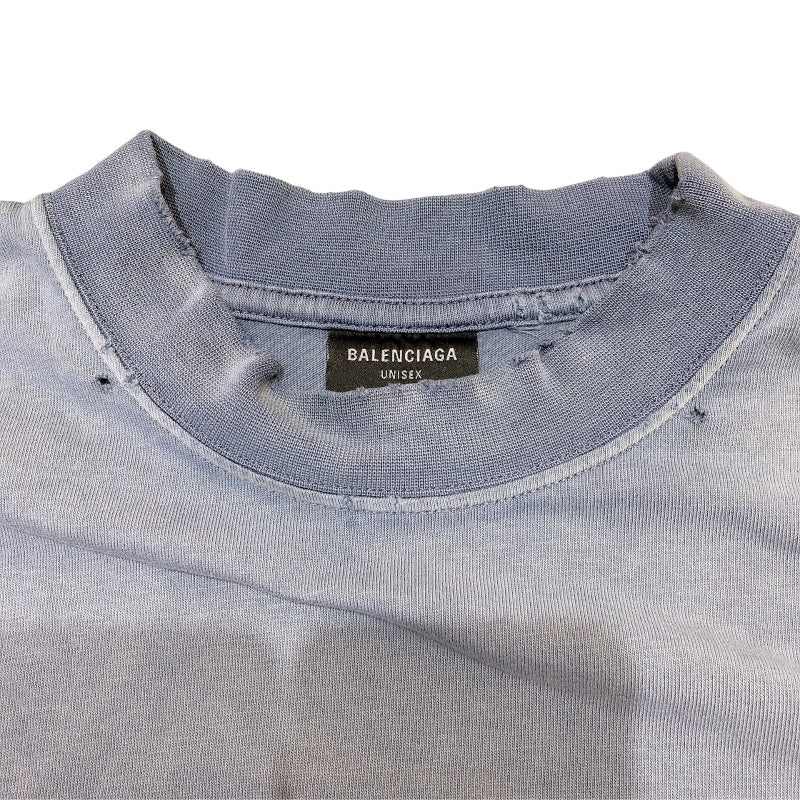 バレンシアガ BALENCIAGA SNBNヴィンテージ加工半袖Tシャツ　24SS　XSサイズ 764235 ブルー コットン メンズ 半袖Ｔシャツ