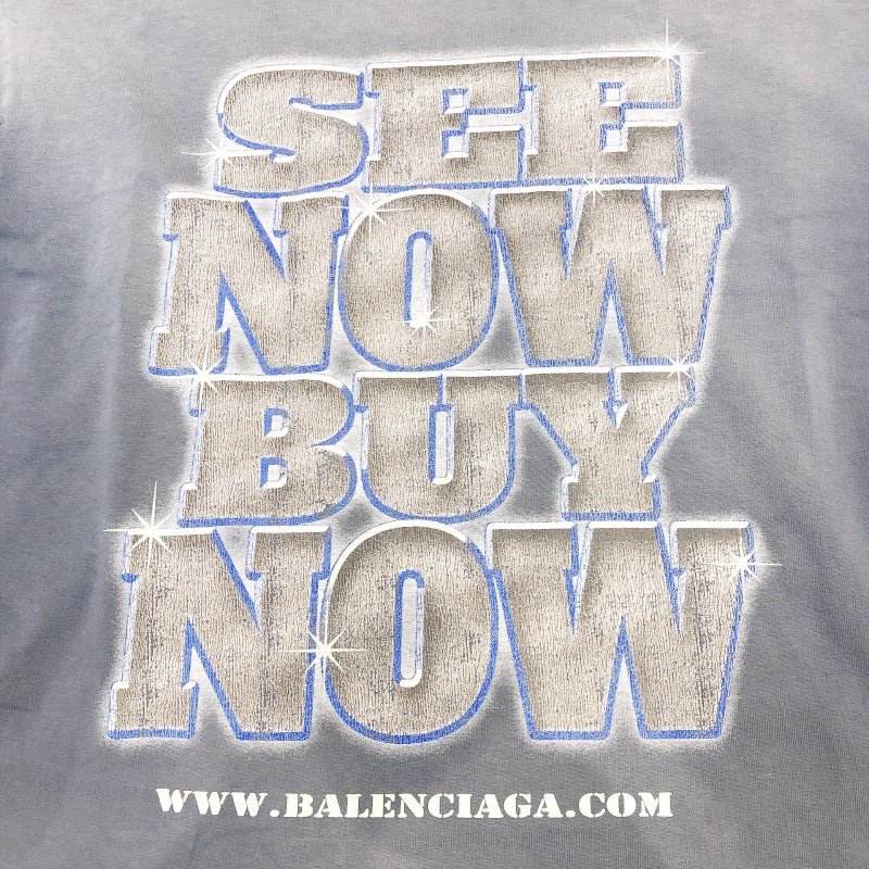 バレンシアガ BALENCIAGA SNBNヴィンテージ加工半袖Tシャツ　24SS　XSサイズ 764235 ブルー コットン メンズ 半袖Ｔシャツ