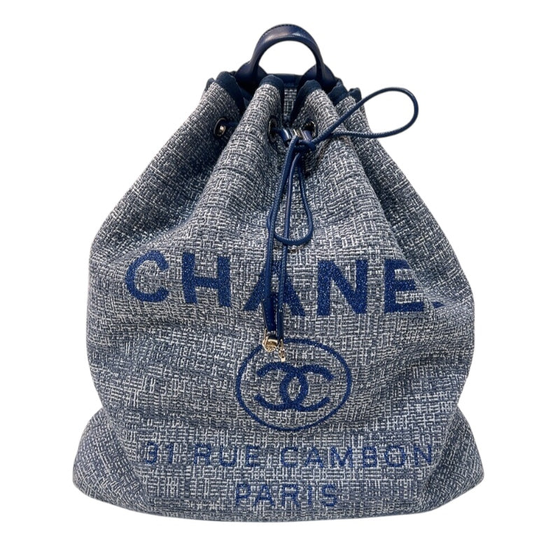 シャネル CHANEL ドーヴィル　バックパック A93787 ブルー　シルバー金具 キャンバス/レザー レディース リュック・デイパック