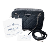 プラダ PRADA インプントゥ チェーンショルダー 1BH910 ブラック　シルバー金具 ナイロン レディース ショルダーバッグ