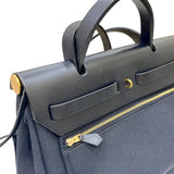 エルメス HERMES エールバッグジップPM Y刻印 ブラック ゴールド金具 トワル/レザー レディース 2wayハンドバッグ