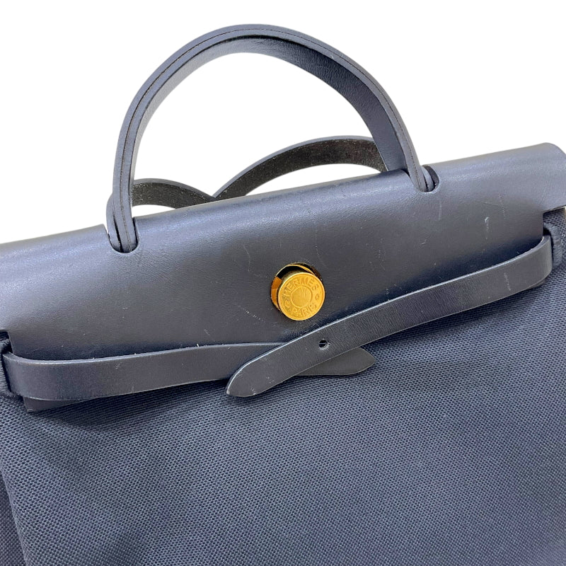 エルメス HERMES エールバッグジップPM Y刻印 ブラック ゴールド金具 トワル/レザー レディース 2wayハンドバッグ