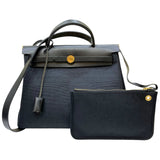 エルメス HERMES エールバッグジップPM Y刻印 ブラック ゴールド金具 トワル/レザー レディース 2wayハンドバッグ