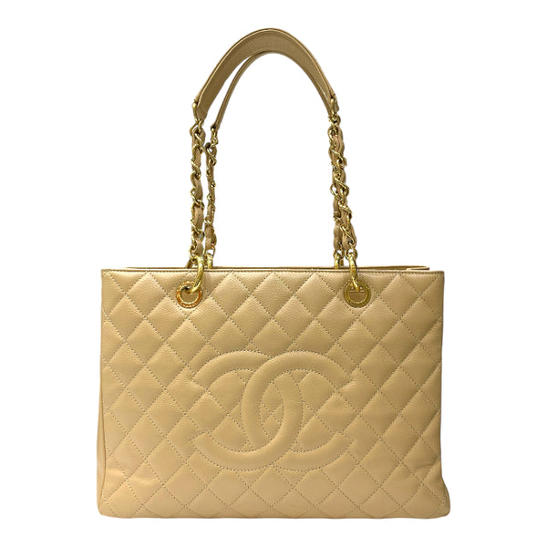 シャネル CHANEL GST チェーントートバッグ A50995 16番台 ベージュ ゴールド金具 キャビアスキン レディース トートバッグ