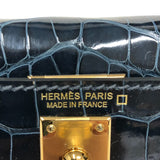 エルメス HERMES ミニケリー2 B刻 ブルーサフィール ゴールド金具 アリゲーター レディース ショルダーバッグ