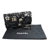 シャネル CHANEL マトラッセ25　アイコンプリント A01112 ブラック　シルバー金具  サテン レディース ショルダーバッグ