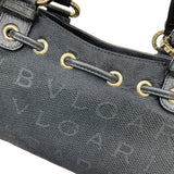 ブルガリ BVLGARI マキシレッタレ ロゴマニアハンドバッグ ブラック ゴールド金具  ジャガードキャンバス/レザー レディース