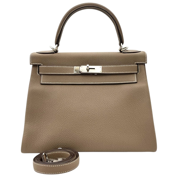 エルメス HERMES ケリー28 内縫い A刻印 エトゥープ シルバー金具 トゴ レディース ハンドバッグ