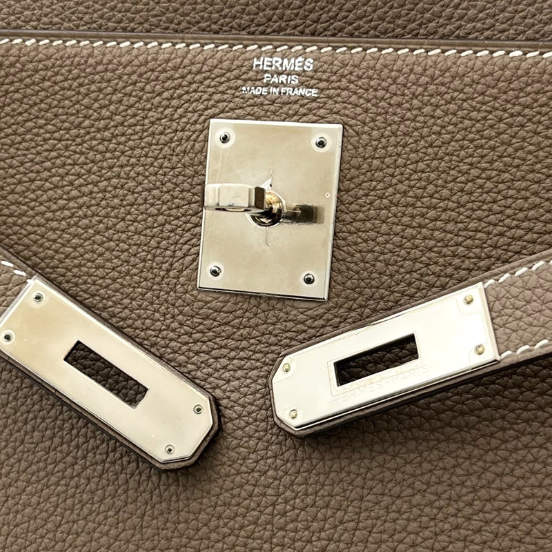 エルメス HERMES ケリー28 内縫い A刻印 エトゥープ シルバー金具 トゴ レディース ハンドバッグ