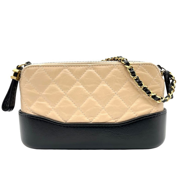 シャネル CHANEL ガブリエル チェーンウォレット A94505 ベージュ×ブラック ゴールド×シルバー金具 レザー レディース ショルダーバッグ