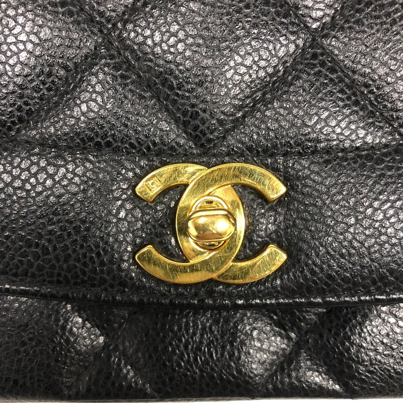 シャネル CHANEL ダイアナ25 A01165 3番台 ブラック ゴールド金具 キャビアスキン レディース ショルダーバッグ