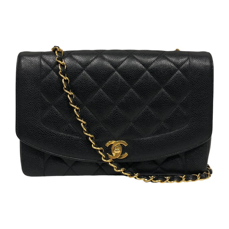 シャネル CHANEL ダイアナ25 A01165 3番台 ブラック ゴールド金具 キャビアスキン レディース ショルダーバッグ