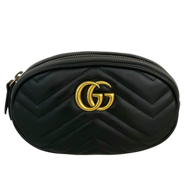 グッチ GUCCI GGマーモント ベルトバッグ 476434 ブラック/ゴールド金具 レザー レディース ウエストバッグ