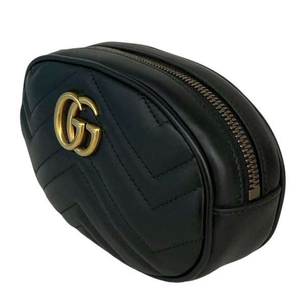 グッチ GUCCI GGマーモント ベルトバッグ 476434 ブラック/ゴールド金具 レザー レディース ウエストバッグ