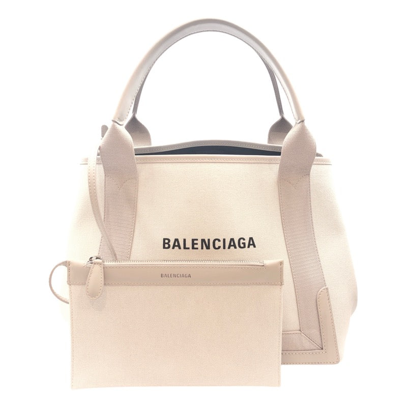 バレンシアガ BALENCIAGA ネイビーカバスS 339933 アイボリー キャンバス レディース ハンドバッグ