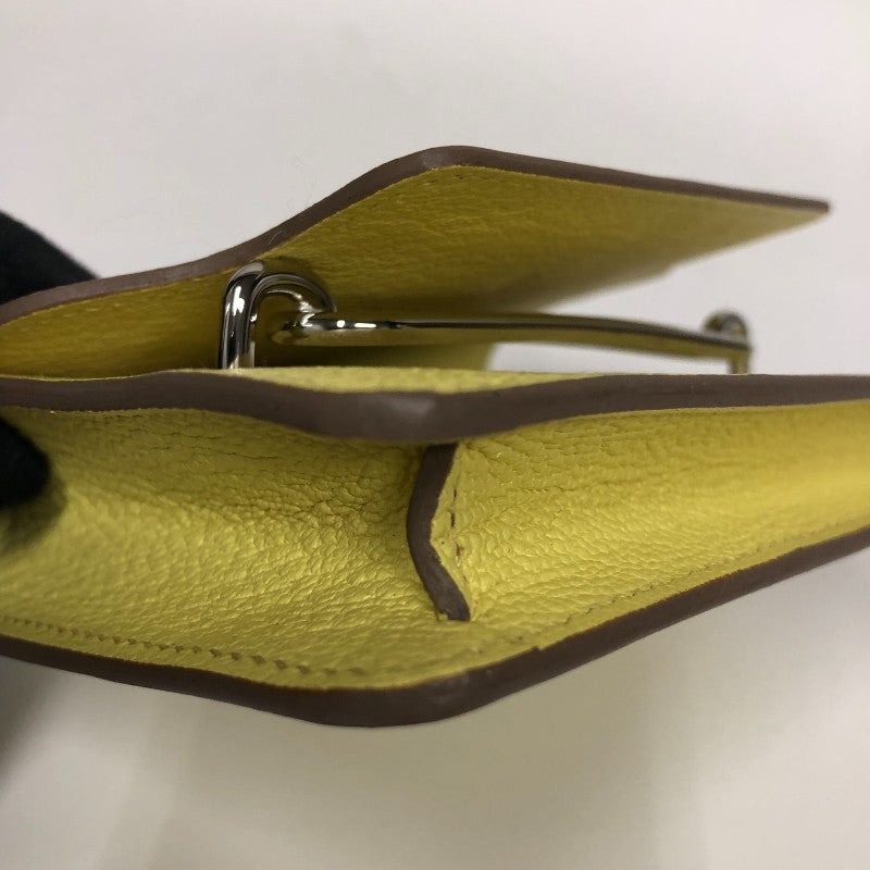 エルメス HERMES ロウリス ルリ スリム B刻 ライム シェーブル レディース ポーチ
