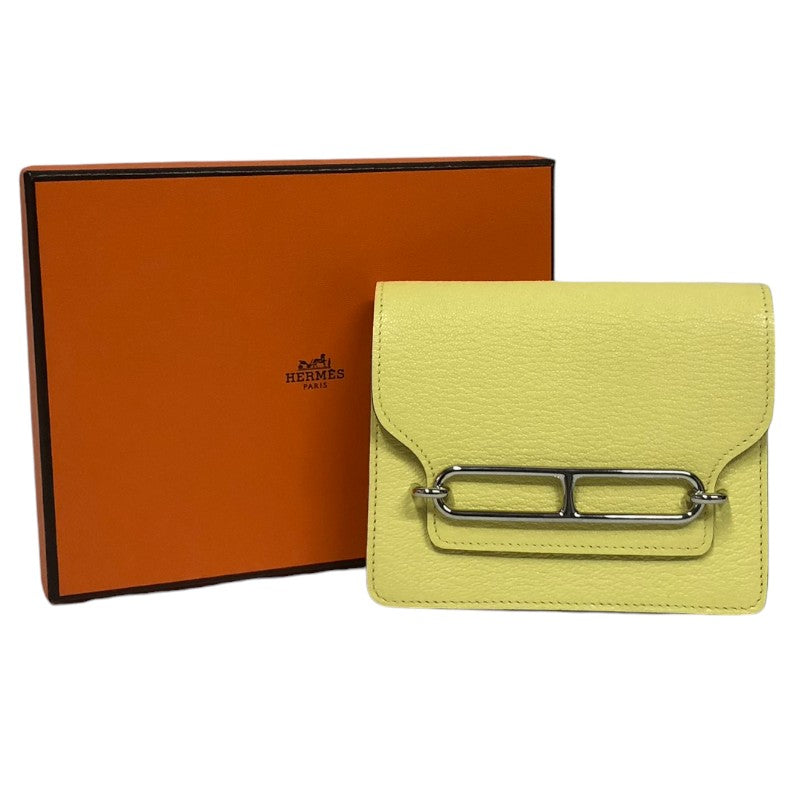 エルメス HERMES ロウリス ルリ スリム B刻 ライム シェーブル レディース ポーチ
