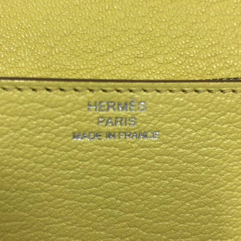 エルメス HERMES ロウリス ルリ スリム B刻 ライム シェーブル レディース ポーチ