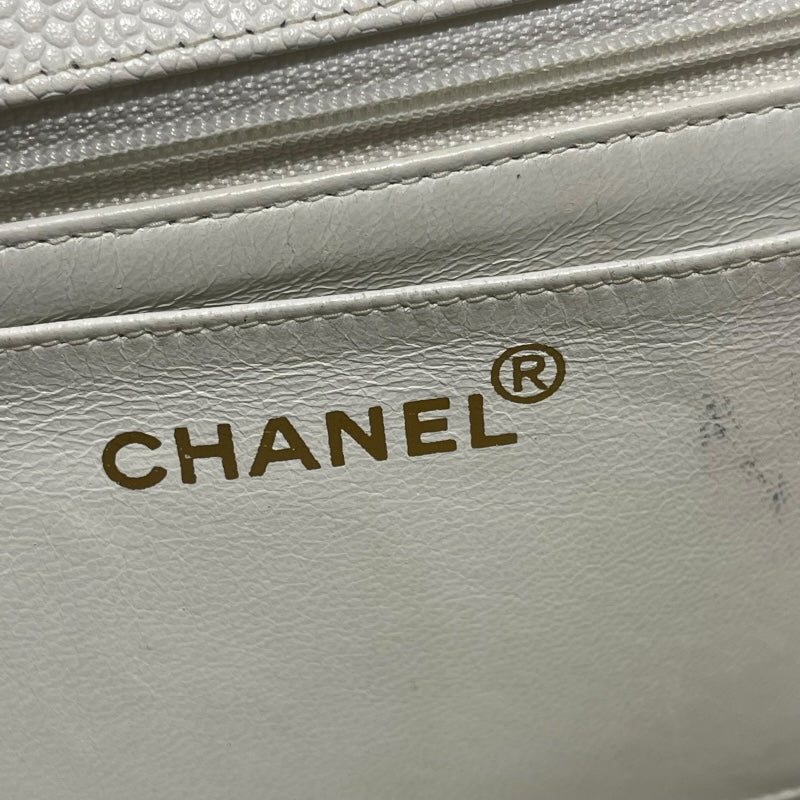 シャネル CHANEL 親子バッグ A04193 ホワイト　GD金具 キャビアスキン レディース ハンドバッグ