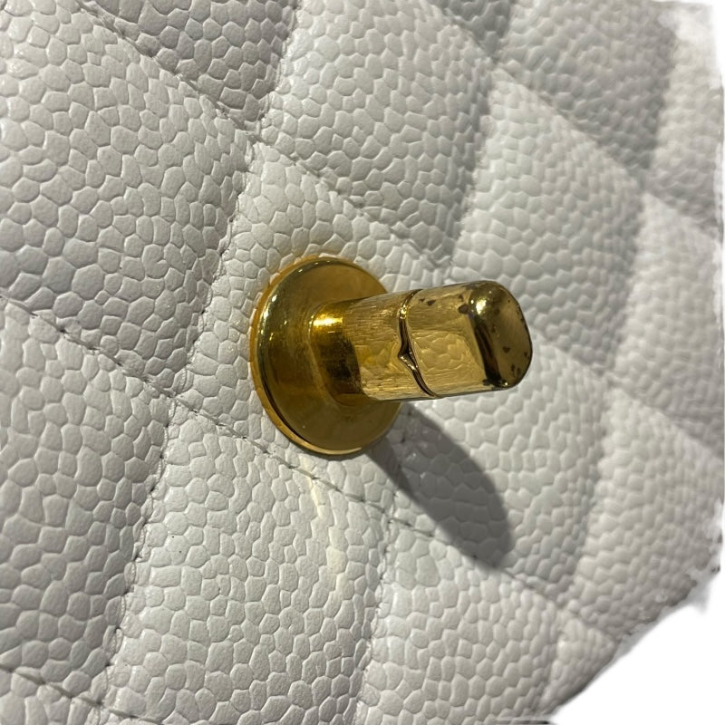 シャネル CHANEL 親子バッグ A04193 ホワイト　GD金具 キャビアスキン レディース ハンドバッグ
