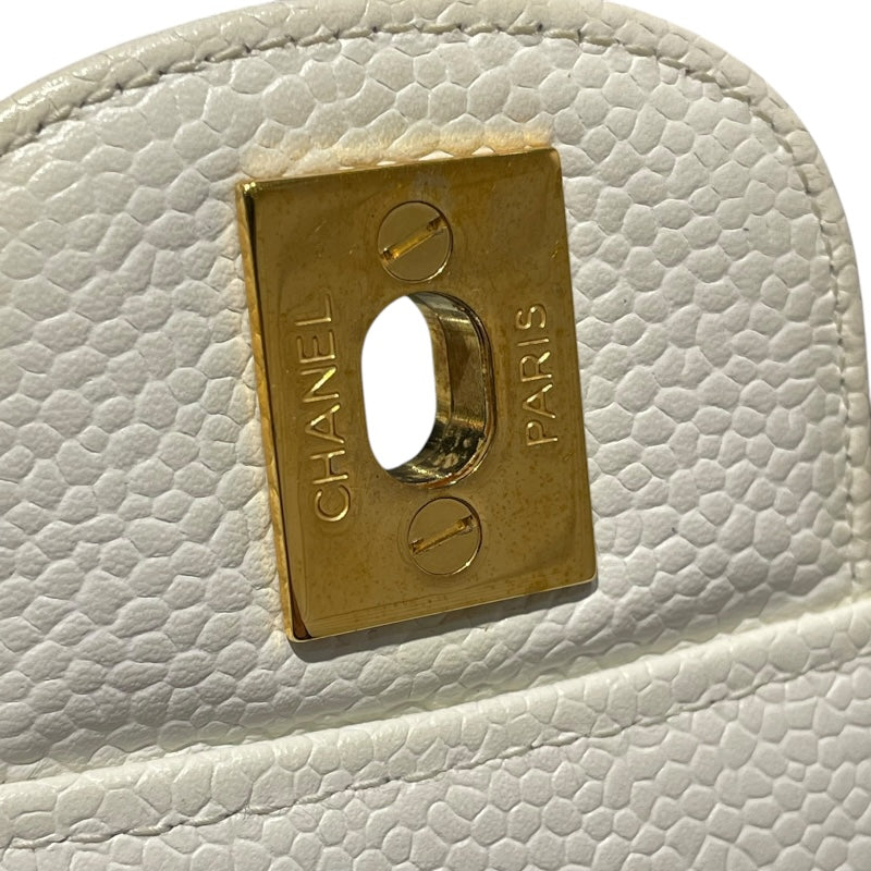 シャネル CHANEL 親子バッグ A04193 ホワイト　GD金具 キャビアスキン レディース ハンドバッグ