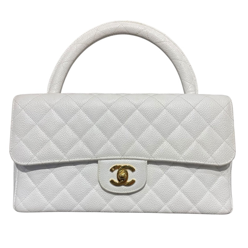 シャネル CHANEL 親子バッグ A04193 ホワイト　GD金具 キャビアスキン レディース ハンドバッグ