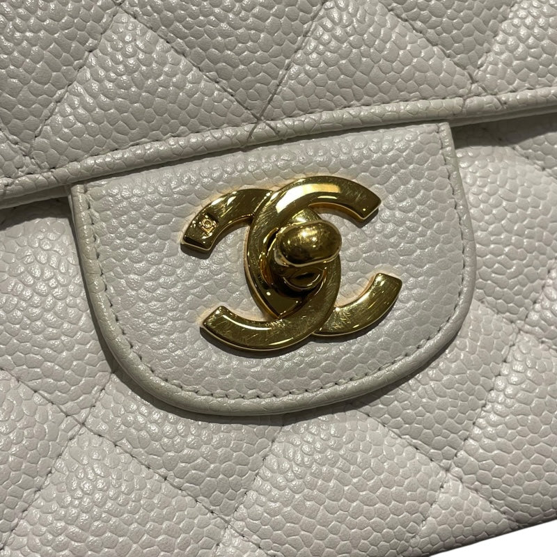 シャネル CHANEL 親子バッグ A04193 ホワイト　GD金具 キャビアスキン レディース ハンドバッグ