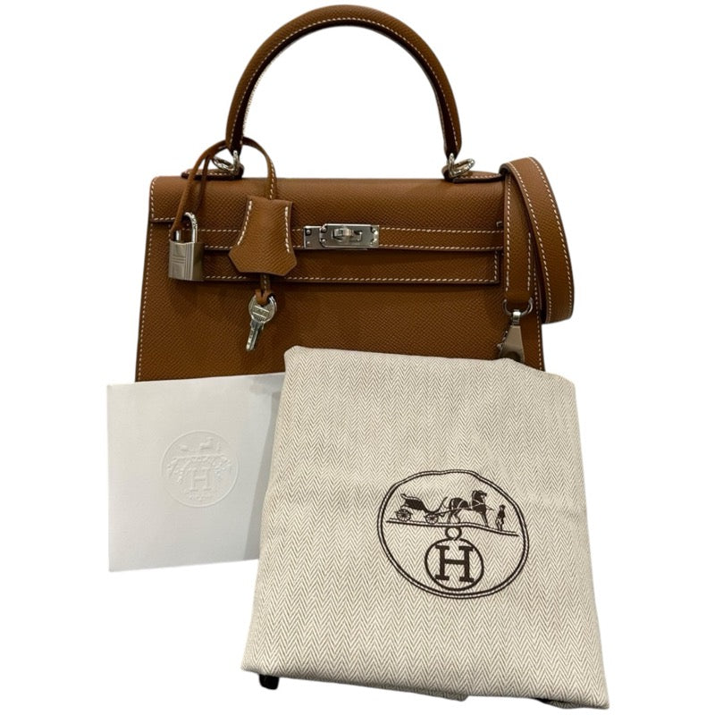 エルメス HERMES ケリー25 外縫い Ｗ刻印 ゴールド・シルバー金具 エプソン レディース ハンドバッグ