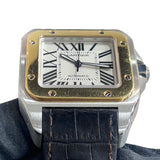 カルティエ Cartier サントス100LM サントス誕生100周年記念限定モデル W20077X7 シルバー K18/SS/社外ベルト/純正バックル メンズ 腕時計