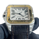 カルティエ Cartier サントス100LM サントス誕生100周年記念限定モデル W20077X7 シルバー K18/SS/社外ベルト/純正バックル メンズ 腕時計