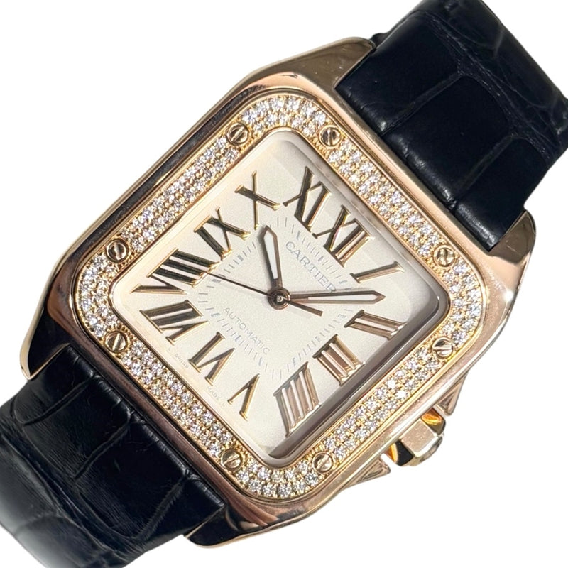 カルティエ Cartier サントス 100MM サントス誕生100周年記念限定モデル WM50450M アイボリー K18PG/純正ベルト/純正尾錠 自動巻き メンズ 腕時計