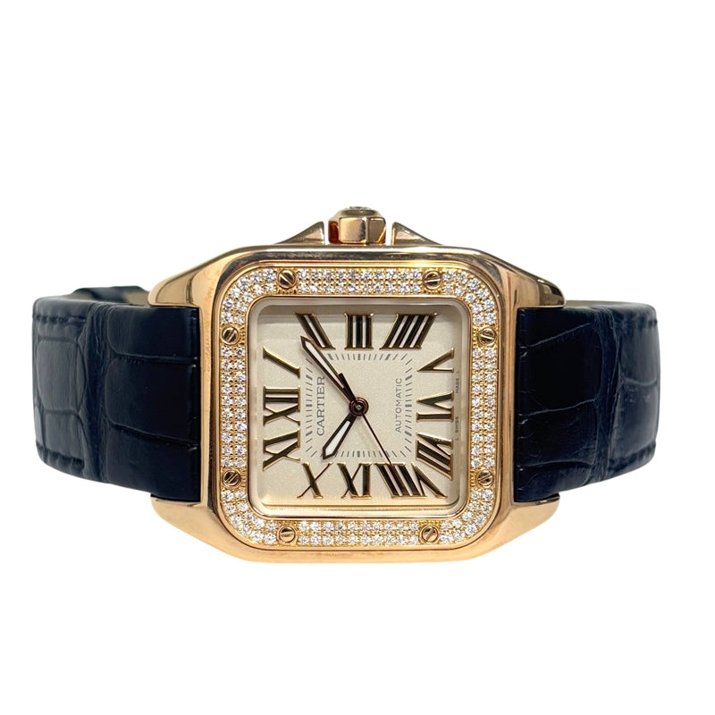 カルティエ Cartier サントス 100MM サントス誕生100周年記念限定モデル WM50450M アイボリー K18PG/純正ベルト/純正尾錠 自動巻き メンズ 腕時計