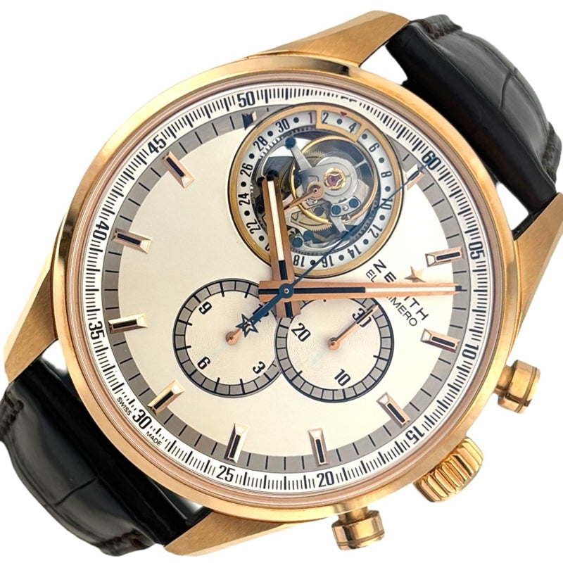 ゼニス ZENITH エルプリメロ トゥールビヨン 18.2050.4035/01.C631 シルバー K18PG/純正ベルト/純正バックル メンズ 腕時計
