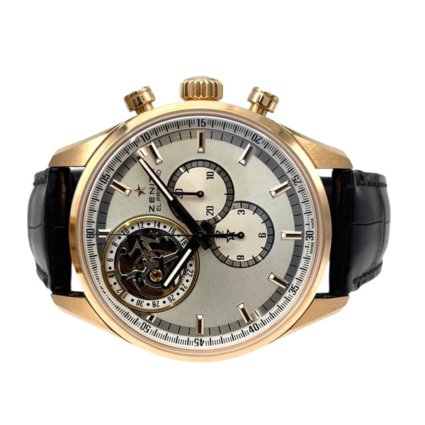 ゼニス ZENITH エルプリメロ トゥールビヨン 18.2050.4035/01.C631 シルバー K18PG/純正ベルト/純正バックル メンズ 腕時計