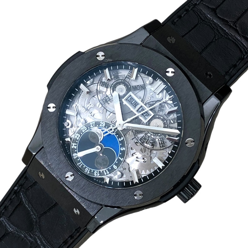 ウブロ HUBLOT アエロフュージョン ムーンフェイズ ブラックマジック 517.CX.0170.LR クリア セラミック メンズ 腕時計