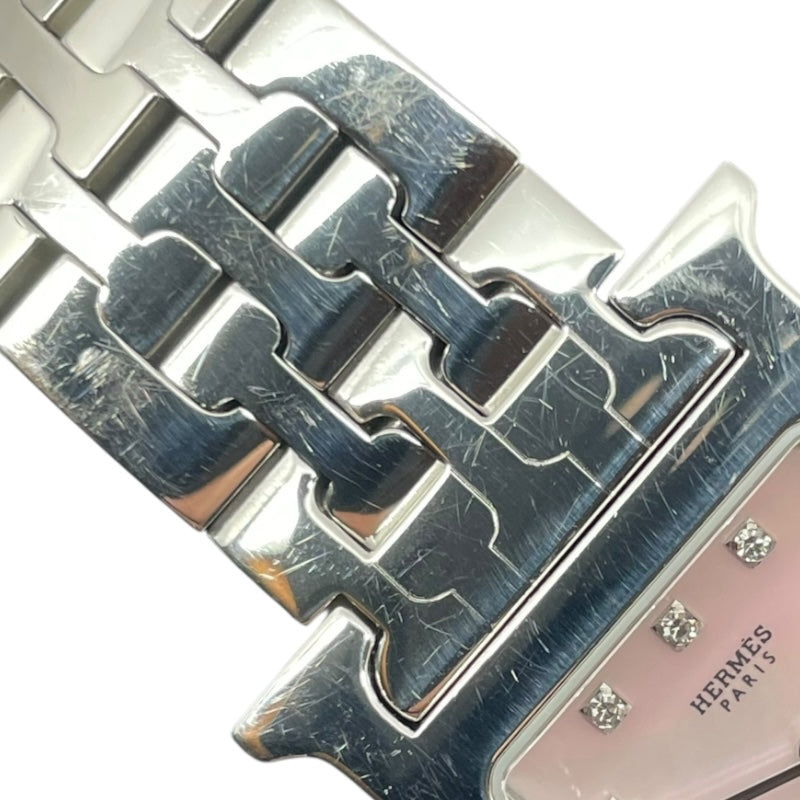 エルメス HERMES Hウォッチ HH1.210 ピンクシェル SS クオーツ レディース 腕時計