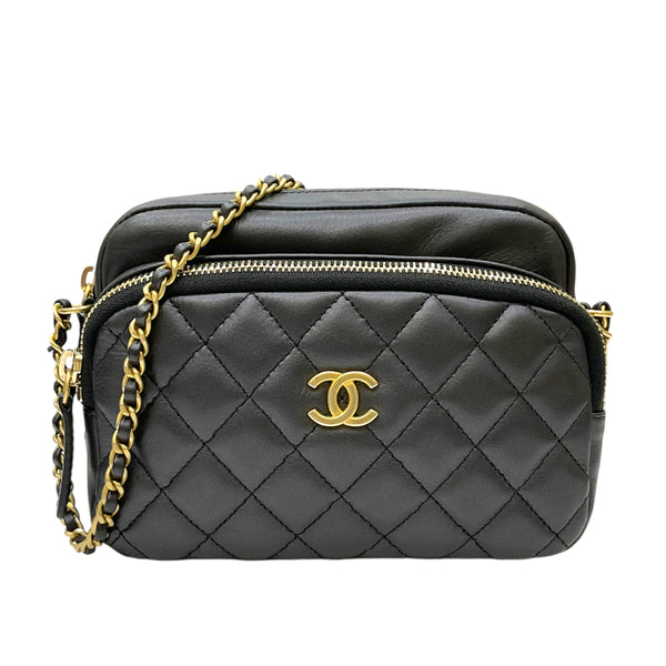 シャネル CHANEL マトラッセ カメラバッグ 29番台 ブラック ゴールド金具 ラムスキン レディース ショルダーバッグ