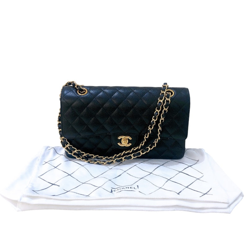 シャネル CHANEL マトラッセ25 A01112  ブラック ゴールド金具 キャビアスキン レディース ショルダーバッグ