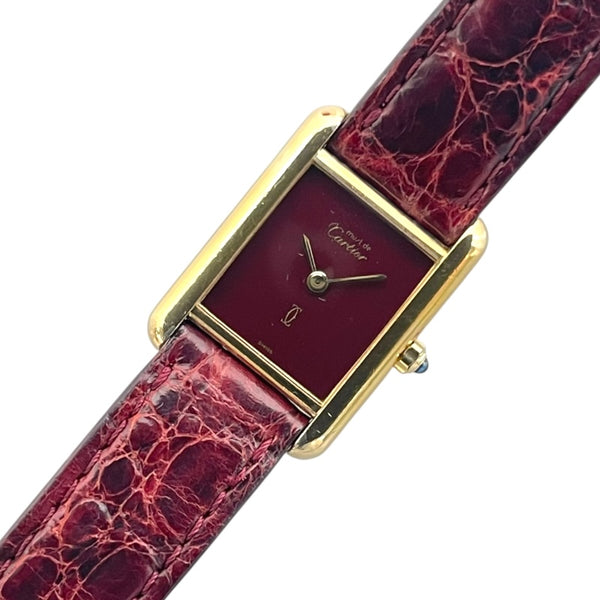 カルティエ Cartier マストタンク ヴェルメイユSM 366001 ボルドー SV/GF レディース 腕時計