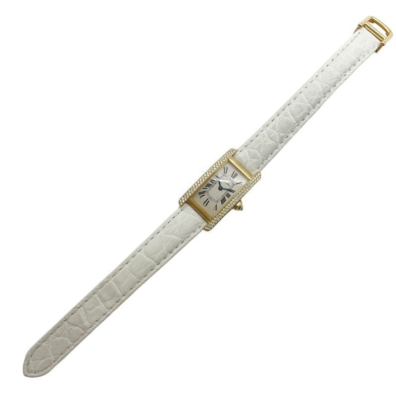 カルティエ Cartier タンクアメリカン SM WB701251 シルバー K18YG/革ベルト（社外品） クオーツ レディース 腕時計