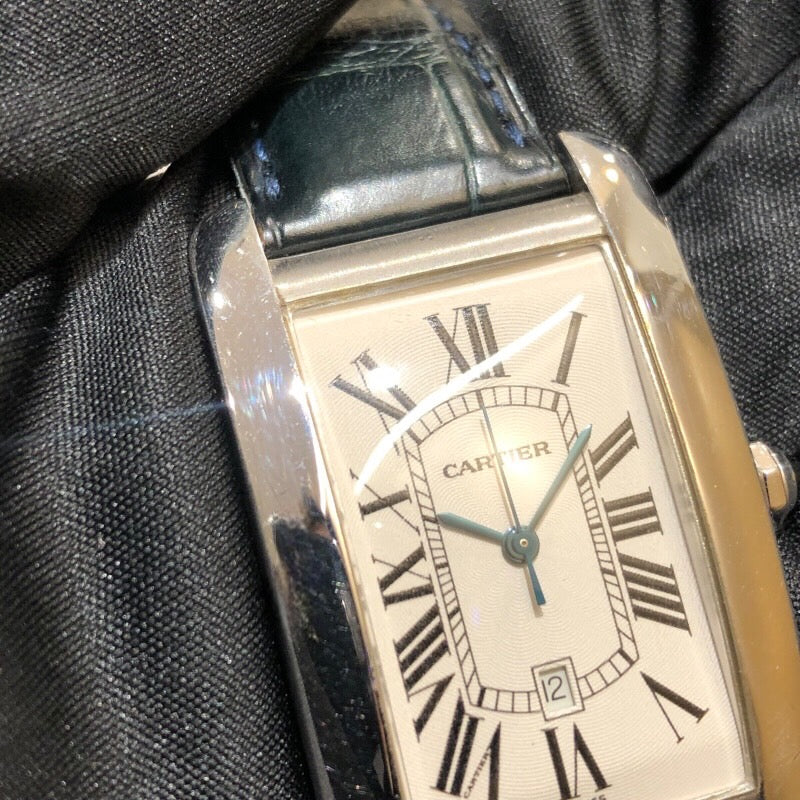 カルティエ Cartier タンク アメリカン LM W2603256 シルバー K18ホワイトゴールド メンズ 腕時計