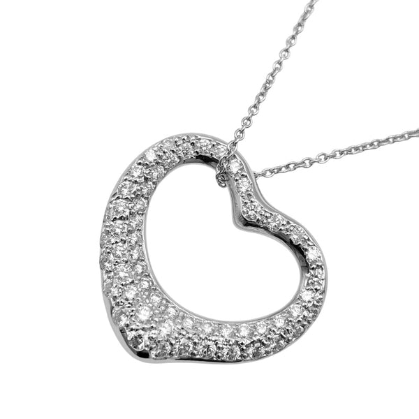 ティファニー TIFFANY＆CO オープンハートダイヤネックレス Pt950プラチナ ダイヤモンド ジュエリー