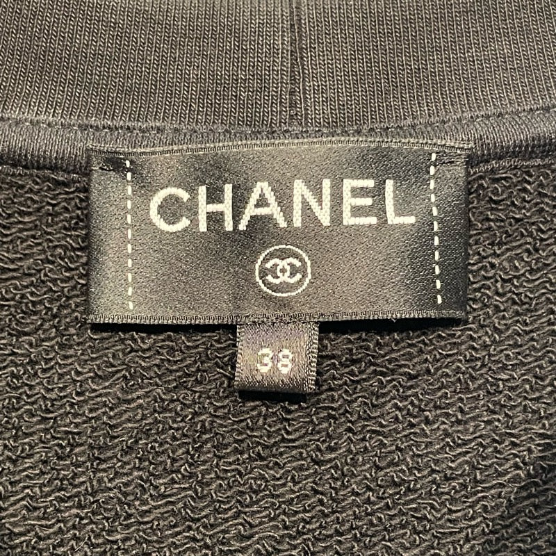 シャネル CHANEL メタリックロゴスウェットシャツ P72996 ブラック コットン レディース スウェット