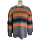 バーバリー BURBERRY モヘアルーズフィットボーダーニットセーター 8037217 グレー モヘア メンズ セーター