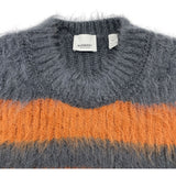 バーバリー BURBERRY モヘアルーズフィットボーダーニットセーター 8037217 グレー モヘア メンズ セーター