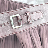 エルメス HERMES レザー切替プリーツスカート ボルドー ポリエステル レディース スカート